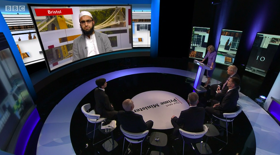 Mr Patel asked the Tory leadership hopefuls about Islamophobia during the BBC debate (BBC)