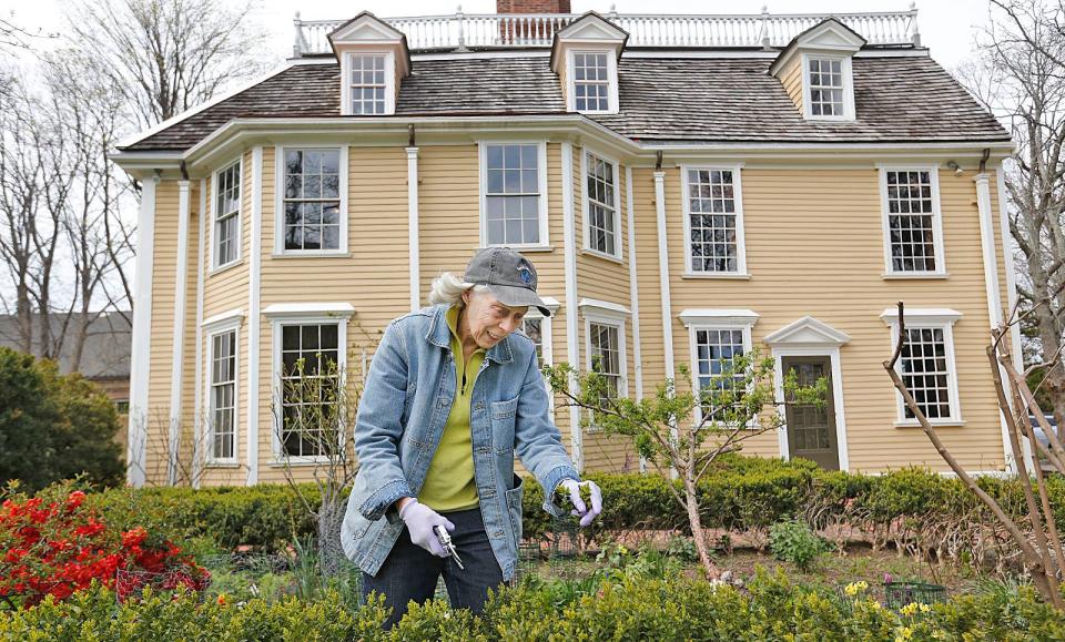 Rebecca Dinsmore, of Quincy, has volunteered at the Dorothy Quincy Homestead as the gardener for 23 years, Monday, April 25, 2022.