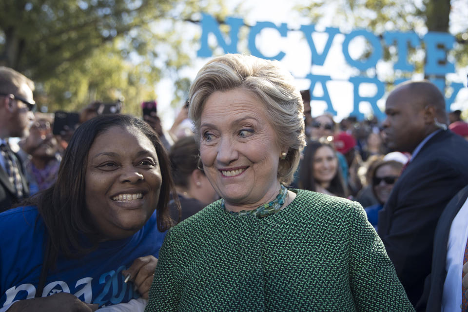 Hillary greets supporters