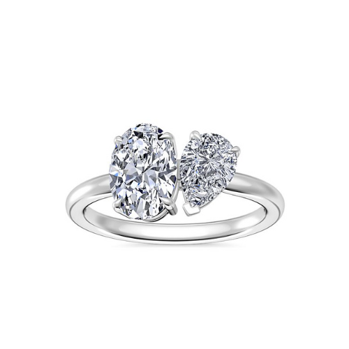 Two Stone Engagement Ring With Pear Shaped Diamond