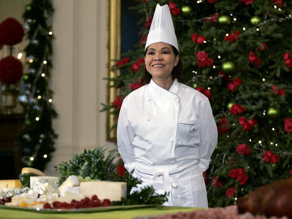 Cristeta Comerford, White House Executive Chef, in her chef uniform