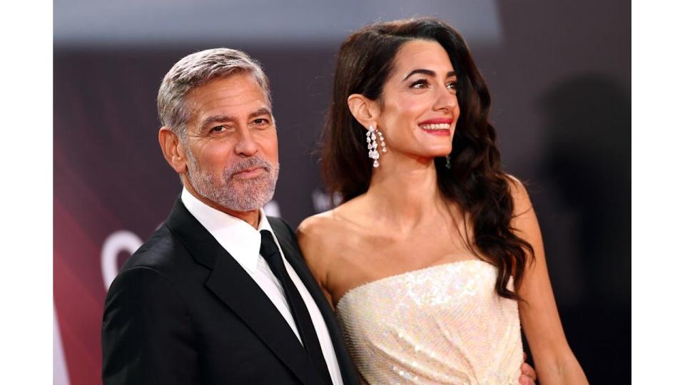 George Clooney and Amal Clooney attend "The Tender Bar" Premiere during the 65th BFI London Film Festival at The Royal Festival Hall on October 10, 2021 in London, England