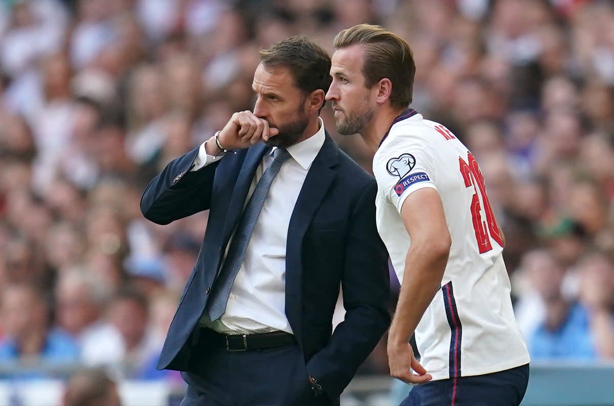 Gareth Southgate speaks with Harry Kane (Nick Potts/PA) (PA Archive)