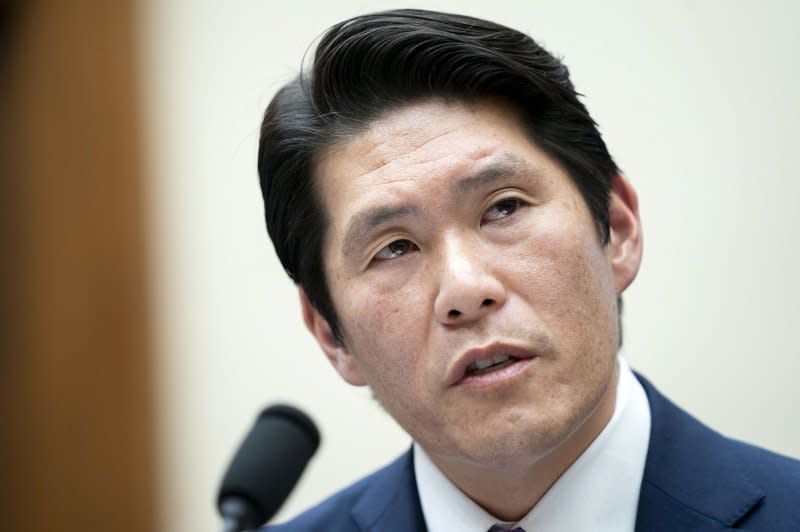 Former special counsel Robert Hur testifies before the House Judiciary Committee at the U.S. Capitol in Washington on Tuesday. Hur investigated President Joe Biden's handling of classified documents after leaving the vice presidency. Photo by Bonnie Cash/UPI