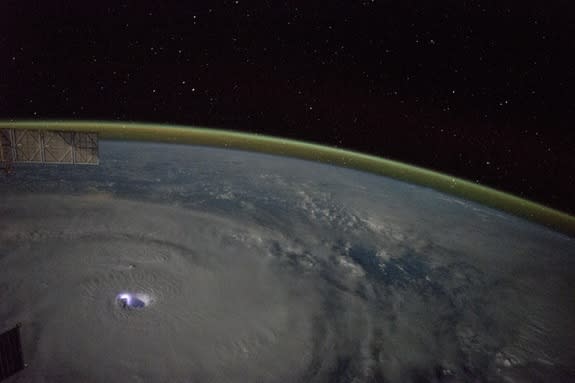 This photo, taken on Jan. 12, 2015, show Cyclone Bansi from the International Space Station.