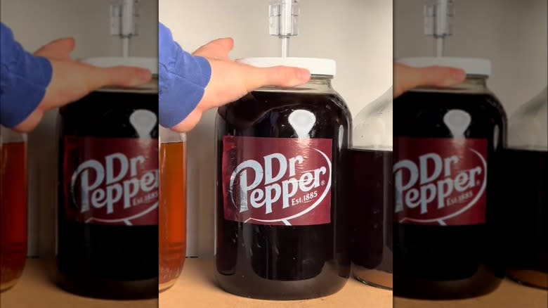 Dr. Pepper wine in jar