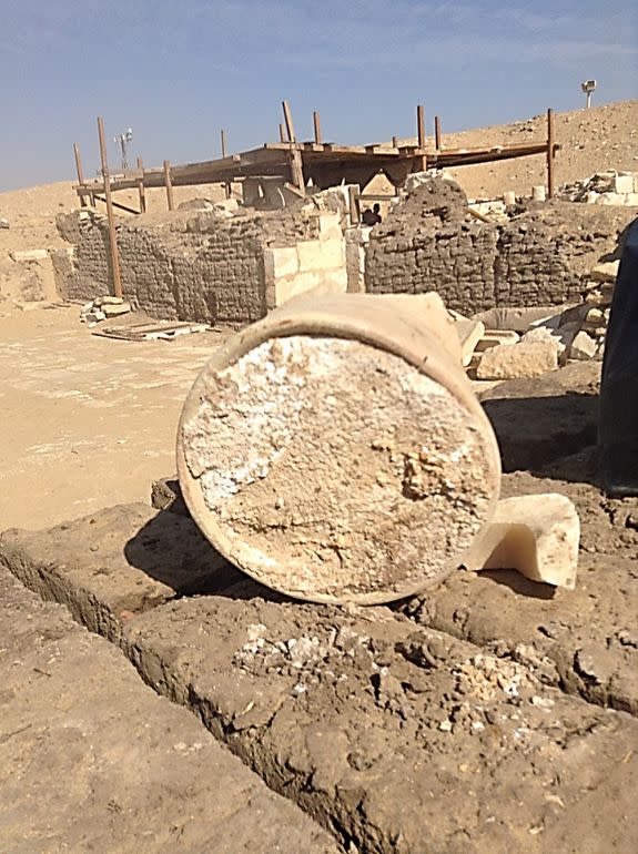 A mysterious solid white substance in a broken jar turned out to be contaminated cheese.