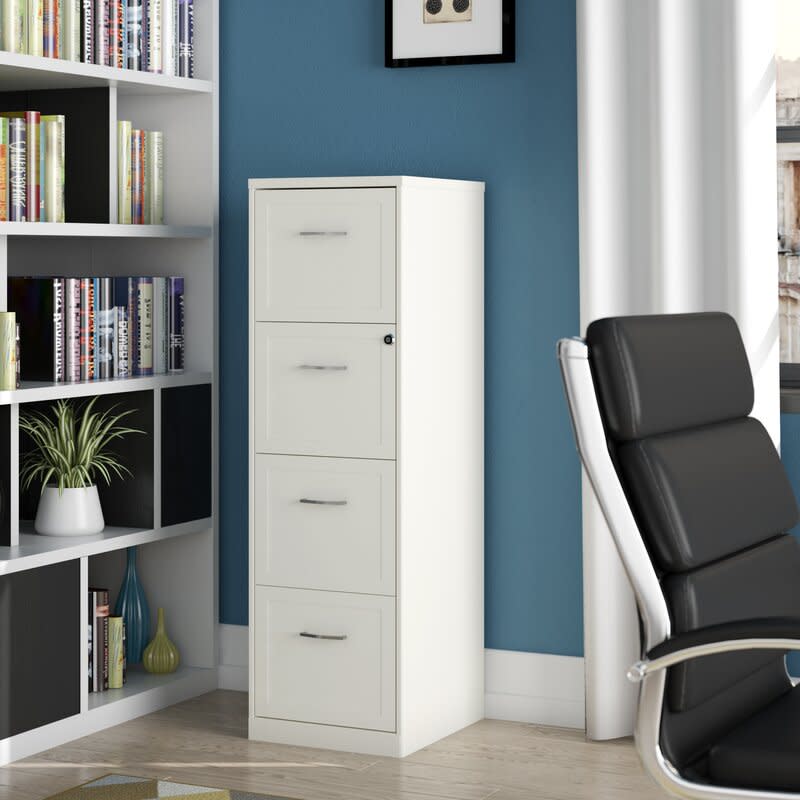 Cavitt 4 Drawer Vertical Filing Cabinet in white.