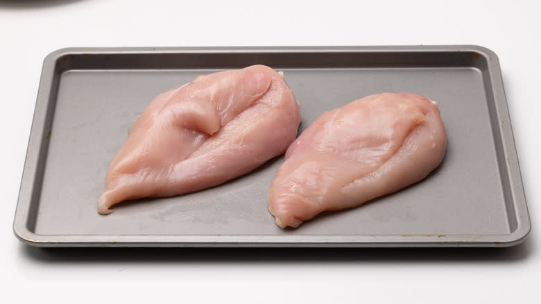 chicken on a baking sheet