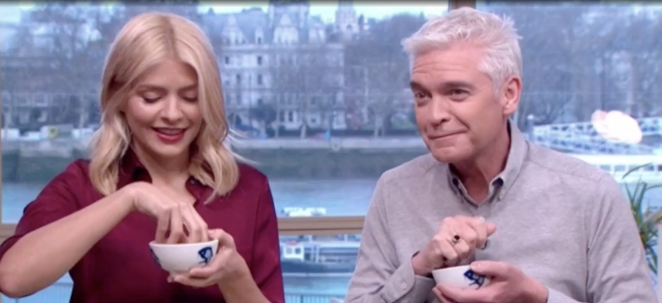 The duo, who present This Morning on ITV, were trying out ‘whisper porn’ live on TV, when they both burst out laughing. Photo: This Morning/ITV