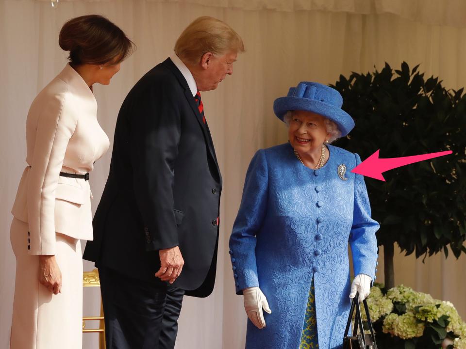 Queen Elizabeth meets Donald and Melania Trump in 2018.