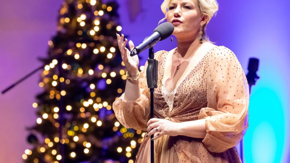 Natalie Rushdie sings at the NSPCC's Merry Little Christmas concert