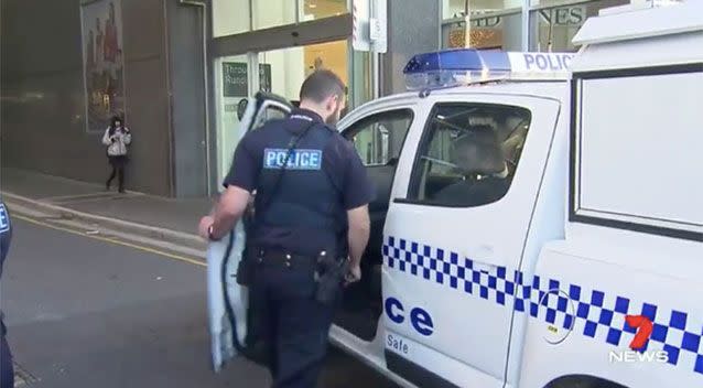 Police at the Adelaide CBD scene. Source: 7News