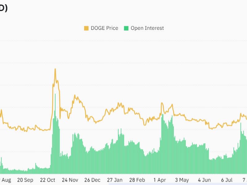 DOGE open interest is at record levels. (Coinglass)