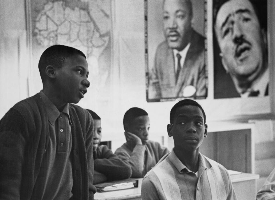 Black students during a class at a school in Brooklyn’s Ocean Hill-Brownsville neighborhood in November 1968. (Anna Kaufman Moon/Getty Images)