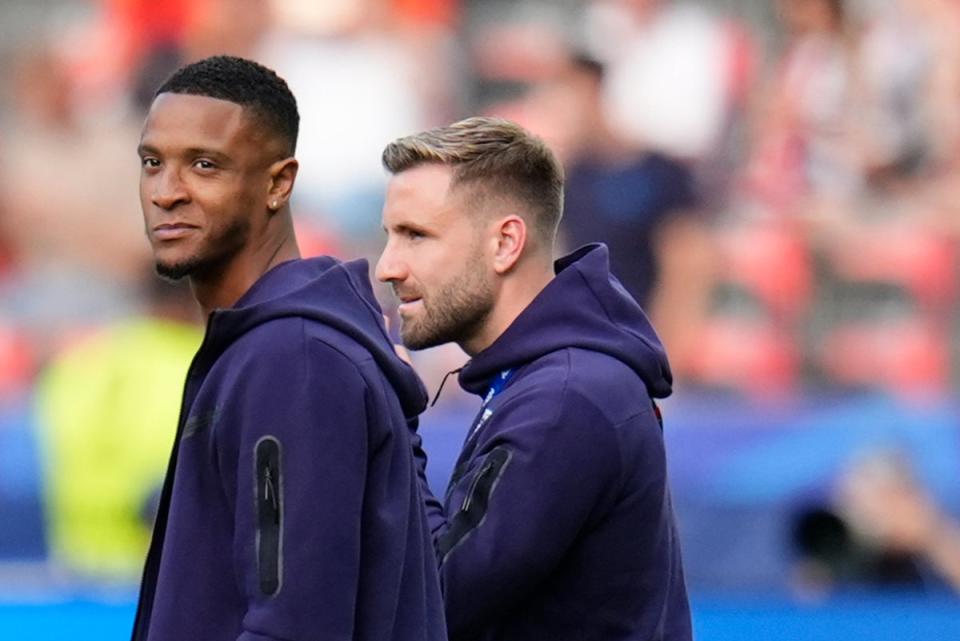 Luke Shaw inspects the pitch ahead of the Euro 2024 final (Nick Potts/PA Wire)