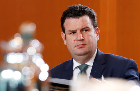 German Labour Minister Hubertus Heil is seen before the weekly cabinet meeting in Berlin, Germany, April 25, 2018. REUTERS/Fabrizio Bensch/File Photo