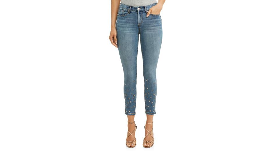 Skinny Studded Mid Rise Stretch Ankle Jean. (Photo: Walmart)