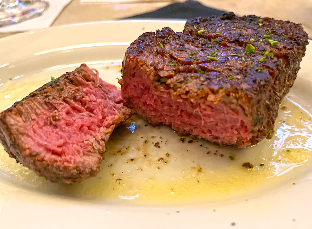 An interior look at the filet mignon at Ruth's Chris Steak House