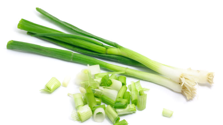 cut up and whole scallions