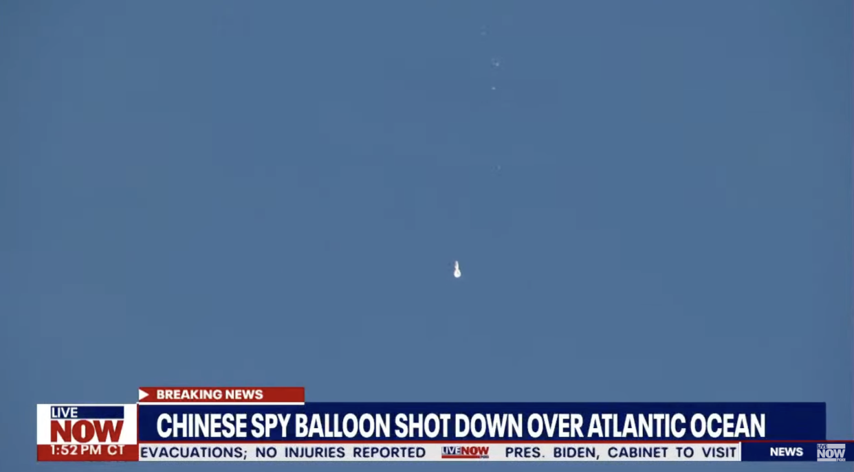 A livestream of the balloon showed it deflated and falling toward the water below.