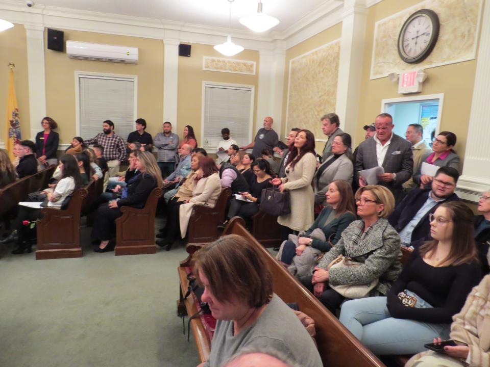 A standing-room-only audience filled Dover Town Hall for the Board of Aldermen's 2023 reorganization meeting.