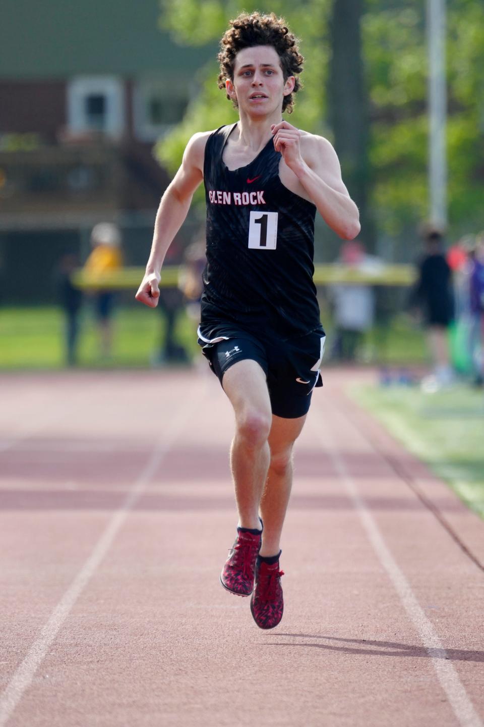 Ben Habler, of Glen Rock, is shown on his way to winning the 1600 meters, Tuesday, April 30, 2024, in Emerson.