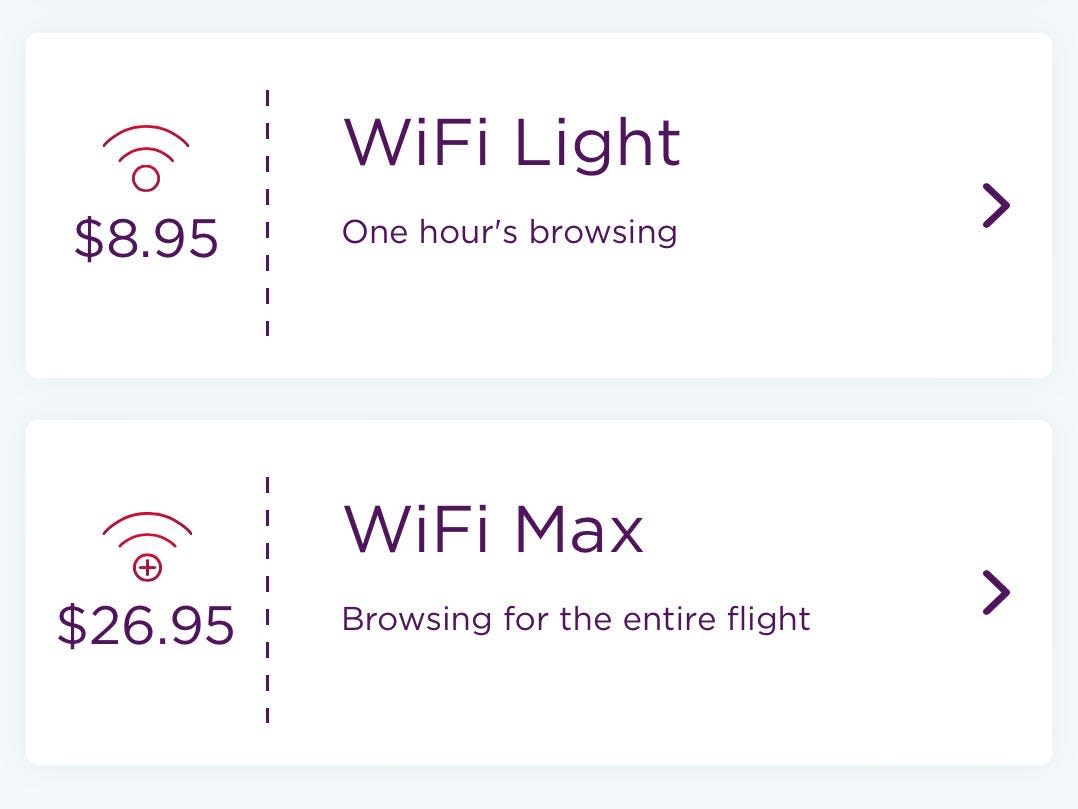 Screenshot of the WiFi options on Virgin.