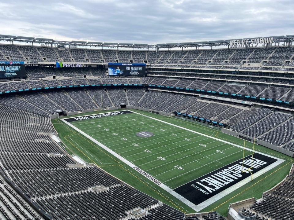 The Paul McCartney "Got Back" endzones in February at MetLife Stadium in East Rutherford.