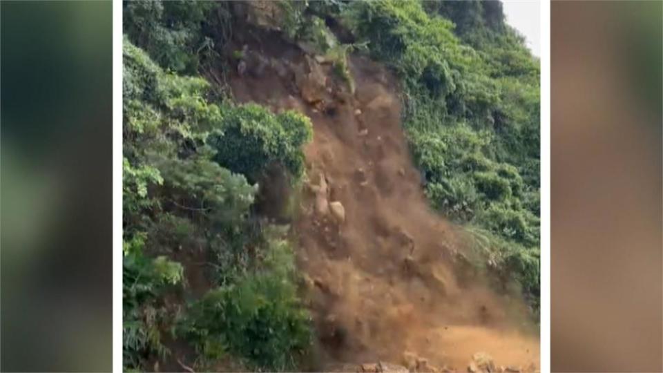 基隆潮境路段大面積山崩　民眾驚險逃生助小黃運將脫困