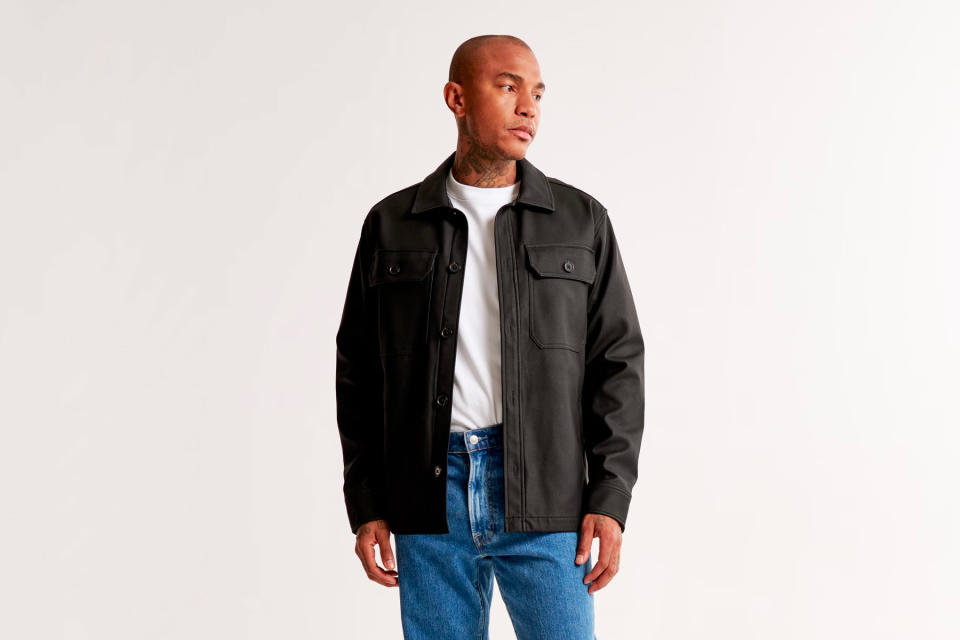 Abercrombie & Fitch Vegan Leather Shirt Jacket