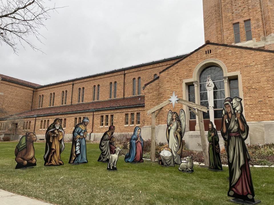 The nativity scene outside St. Monica Catholic Church in Whitefish Bay is ready as the season of Advent begins.