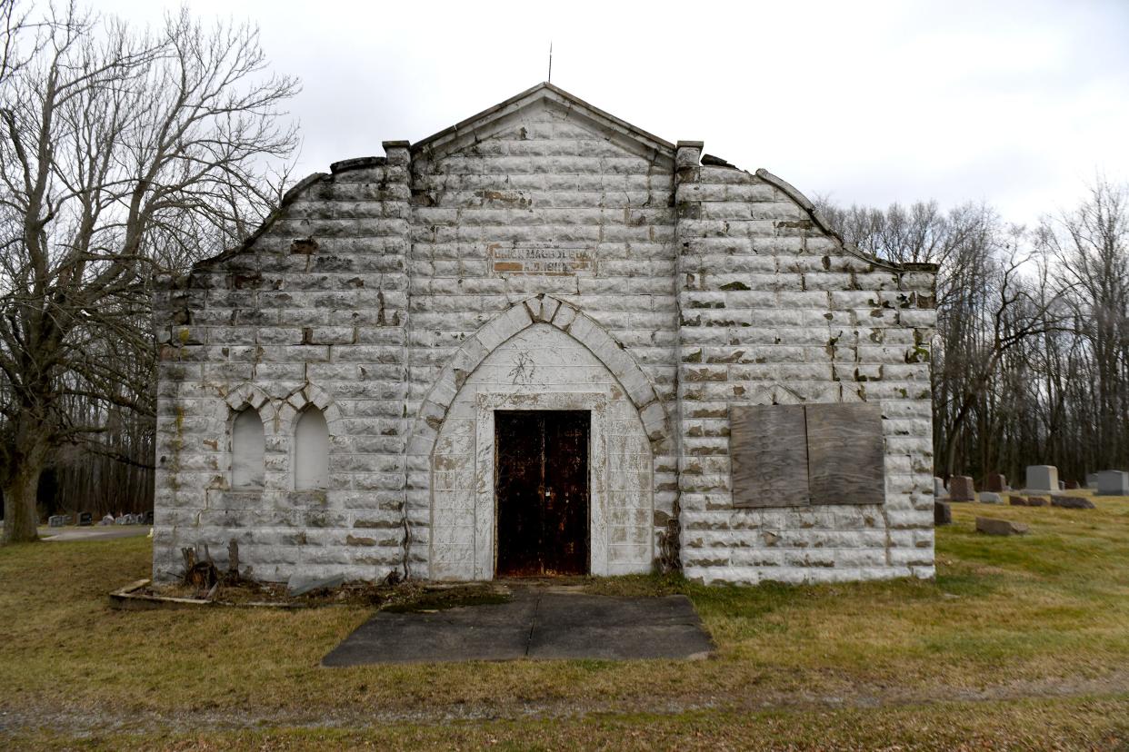 Nimishillen Township and Louisville officials plan to demolish the dilapidated mausoleum at Union Cemetery at Louisville Street and Meese Road NE after removing the remains and reburying them in the cemetery.