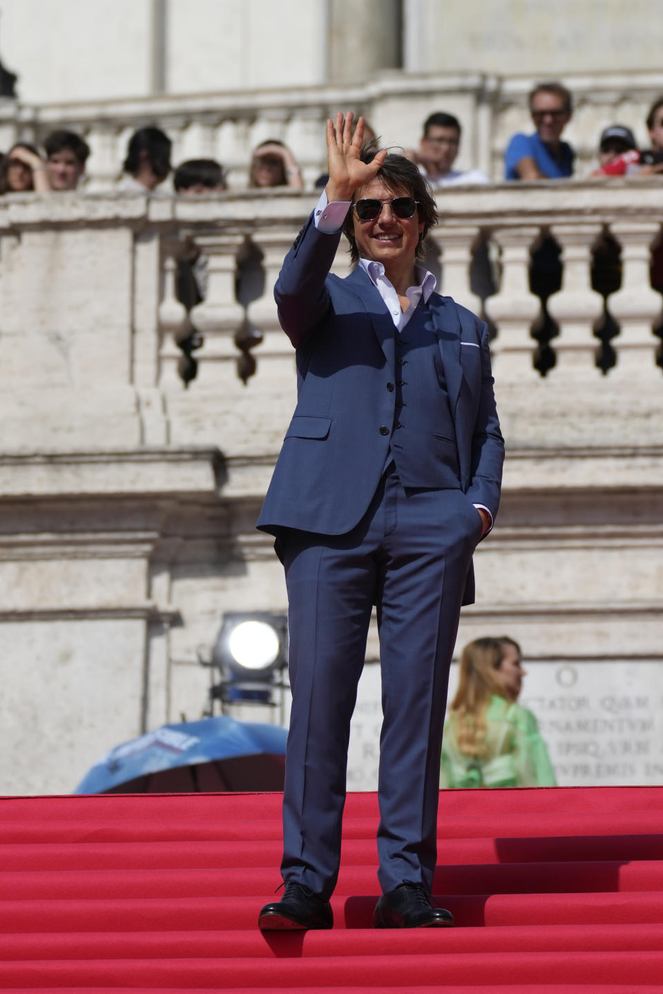 Actor Tom Cruise poses for photographers on the red carpet of the world premiere for the movie "Mission: Impossible - Dead Reckoning" at the Spanish Steps in Rome Monday, June 19, 2023. (AP Photo/Alessandra Tarantino)