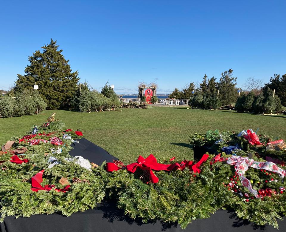 Maher Garden Center wreaths on display at Castle Hill Inn in 2021.
