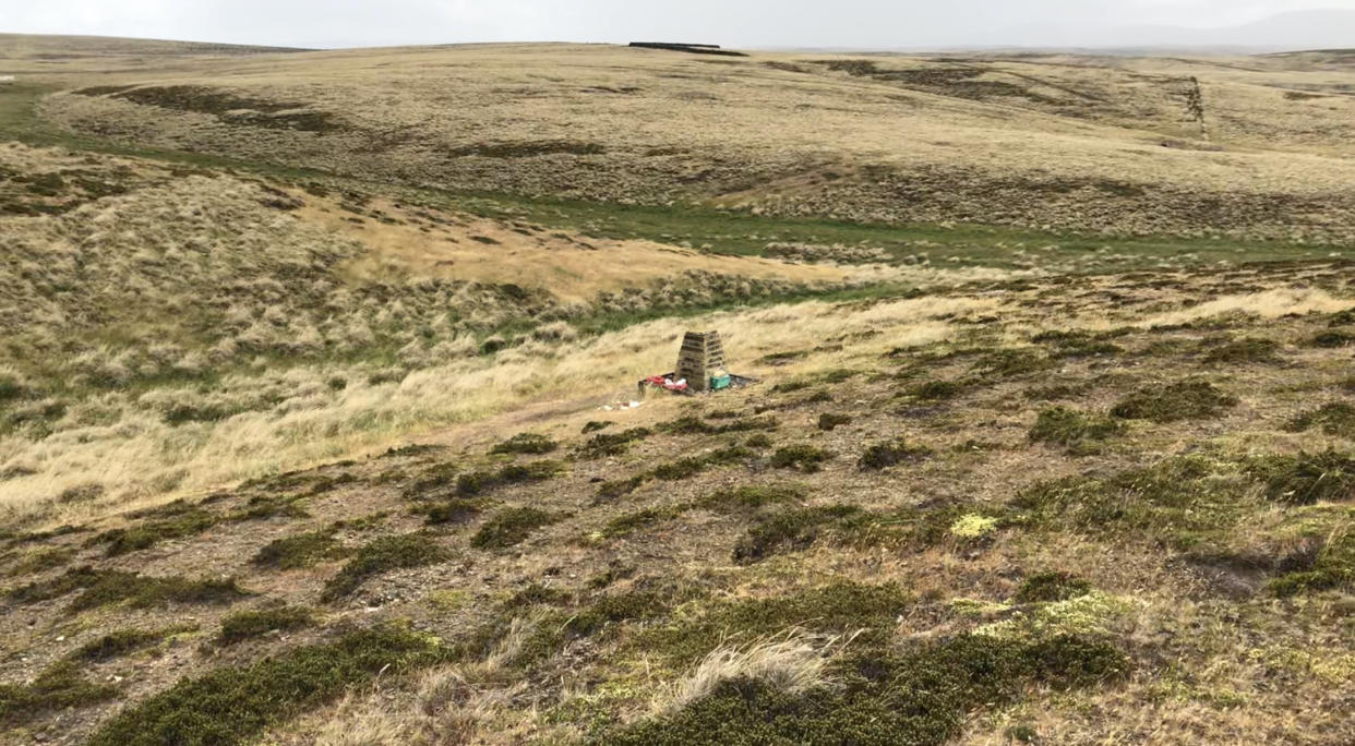 The gully where Lt Col H Jones was killed during a charge, with a cairn now marking the spot where he fell (Henry Jones/PA)