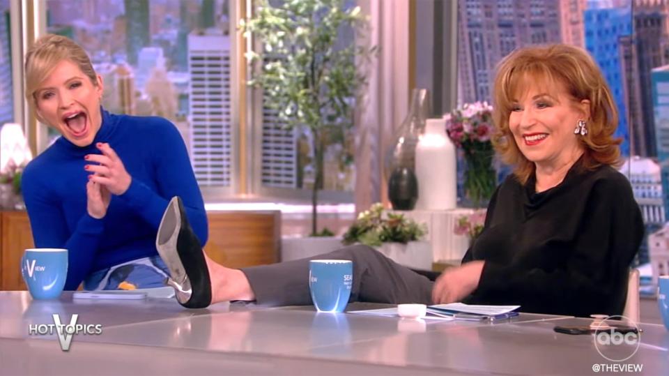 Joy Behar lifts her leg and hits back at ageist haters as she promises she's not leaving 'The View.'. The View CR: ABC