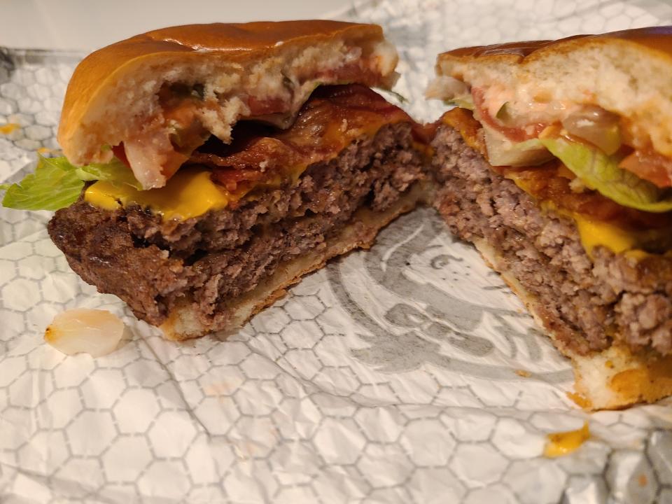 wendys big bacon classic double on white wrapper