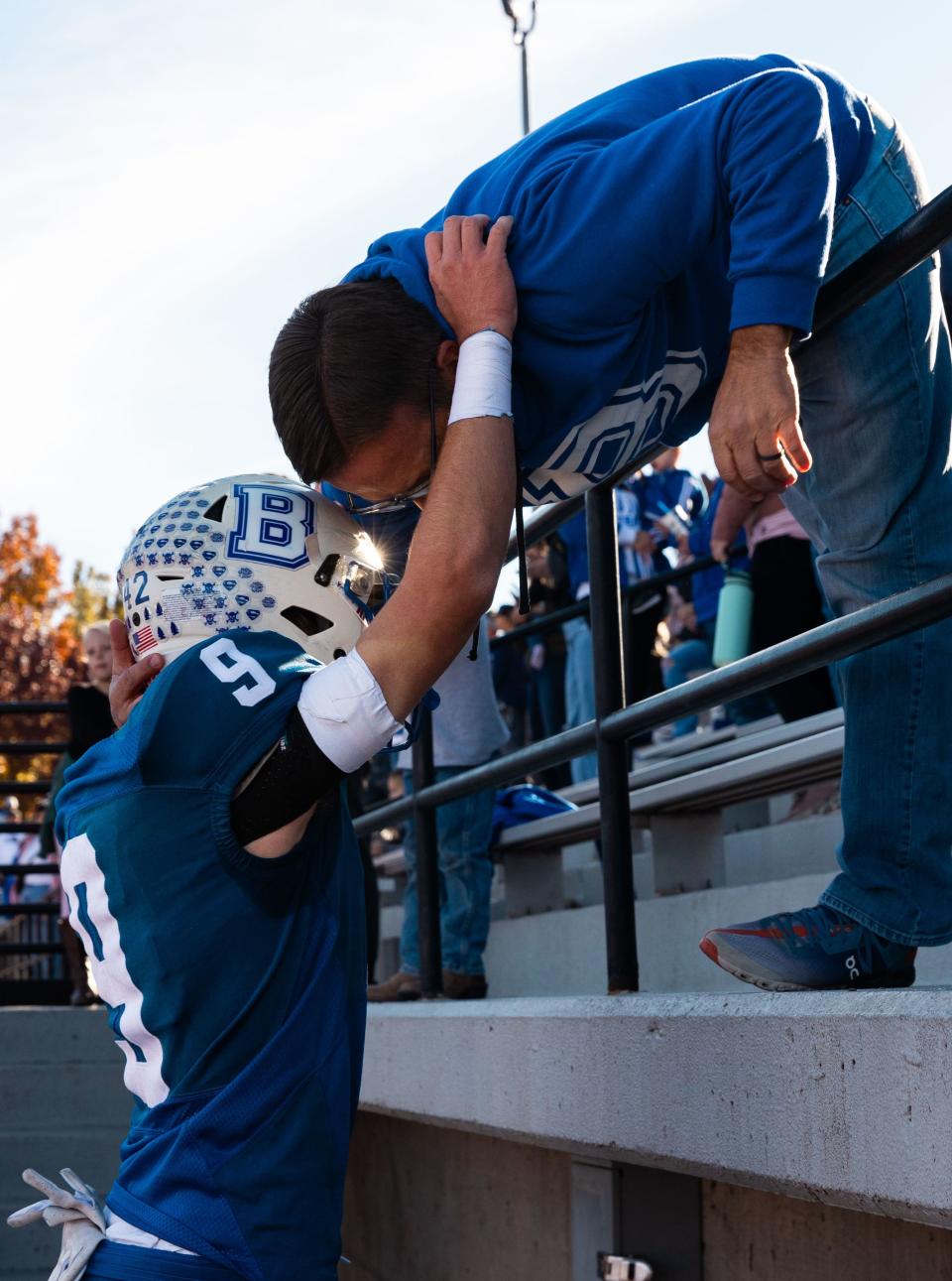 Beaver High School celebrates their championship win against Enterprise High School for the 1A football state championship at Southern Utah University in Cedar City on Saturday, Nov. 11, 2023. | Megan Nielsen, Deseret News