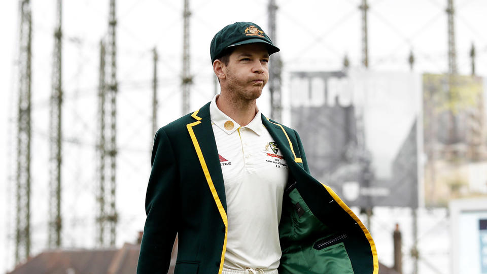 Tim Paine of Australia walks out for the coin toss during day one of the 5th Ashes Test at The Oval on September 12, 2019 in London, England. (Photo by Ryan Pierse/Getty Images)