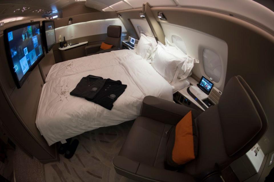 A first-class suite on Singapore Airlines' A380 aircraft.