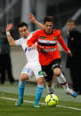 <p>Les premiers reléguables du FC Lorient sont au pied du podium des clubs les plus instables du Championnat français (2 saisons en moyenne passées par joueur dans le club). Le mileu lorientais Maxime Barthelmé fêtera cet été sa 6ème saison au club.(Photo: AP) </p>