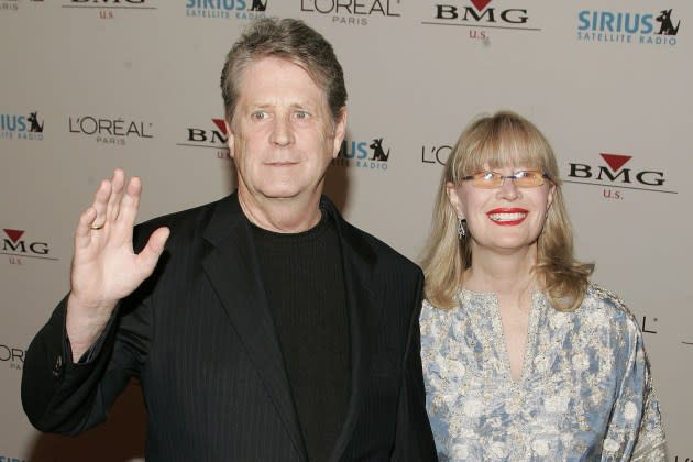 Brian Wilson and wife Melinda Wilson during Clive Davis 2005 Pre-GRAMMY Awards Party in Beverly Hills, California, United States. - Credit: J. Merritt/FilmMagic