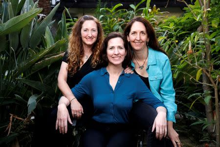 (L-R) Producer Charity Burton, producer/director/actor Ursula Burton, and producer/director Maria Burton, of Five Sisters Productions pose for a portrait in Los Angeles, California, United States, May 18, 2016. REUTERS/Lucy Nicholson