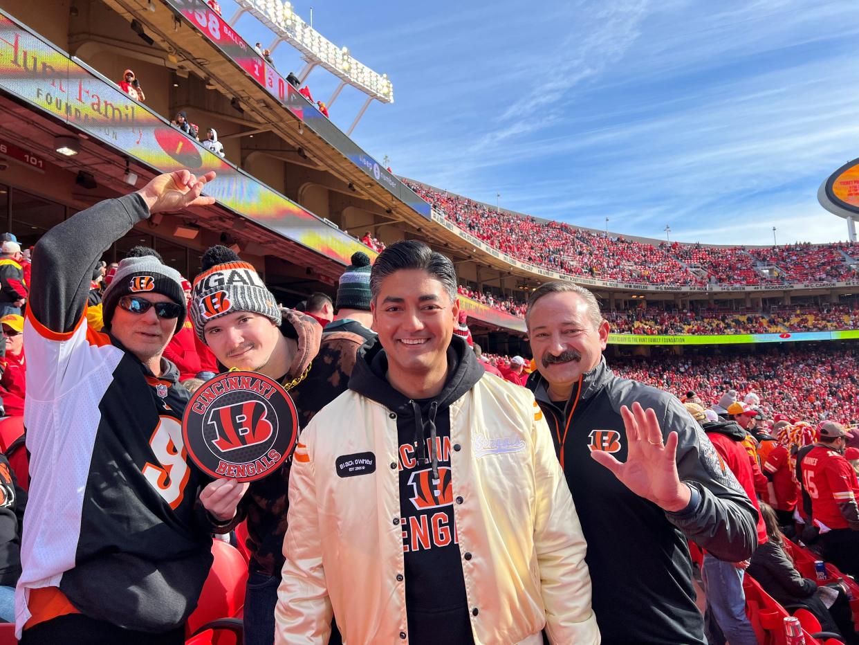 Mayor Aftab Pureval wearing a jacket from Black Owned's Bengals capsule.