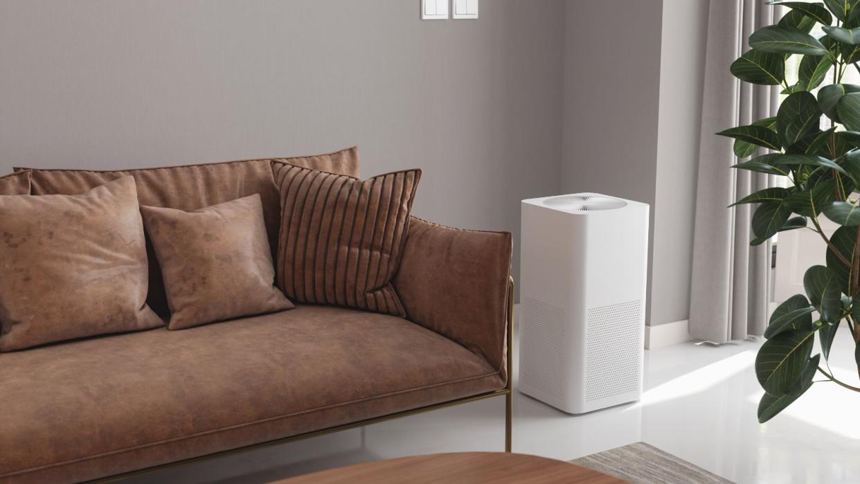  A white tower air purifier  