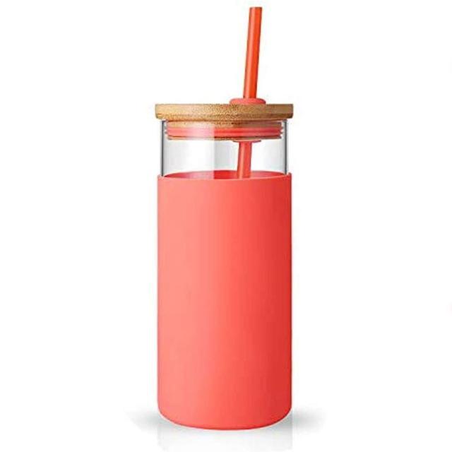 tronco 20oz Glass Tumbler Glass Water Bottle Straw Silicone Protective  Sleeve Bamboo Lid - BPA Free (Gress)