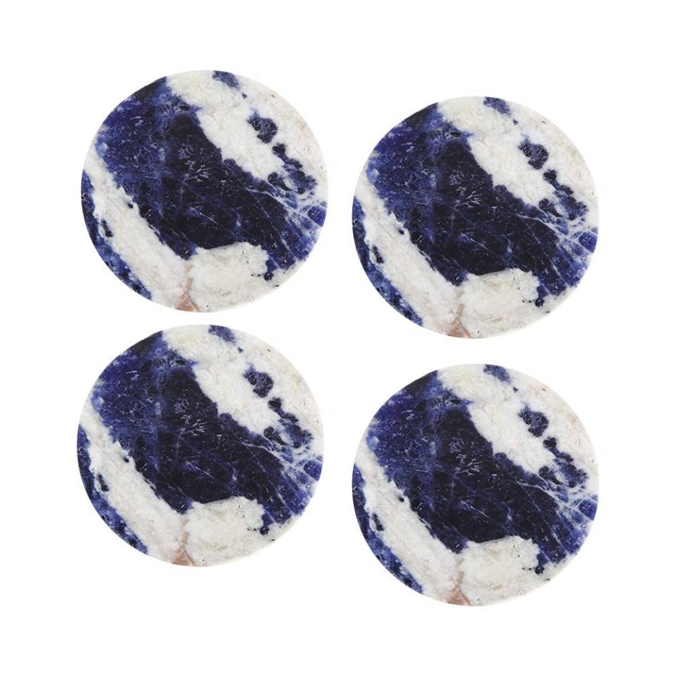 3) Gemstone Natural Sliced Crystal Coaster Set of 4