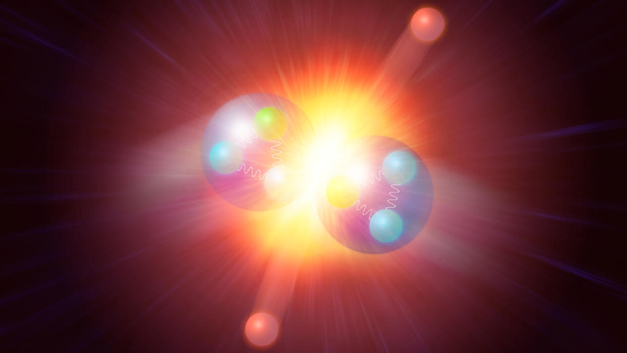  Protons, made of three quarks, colliding 