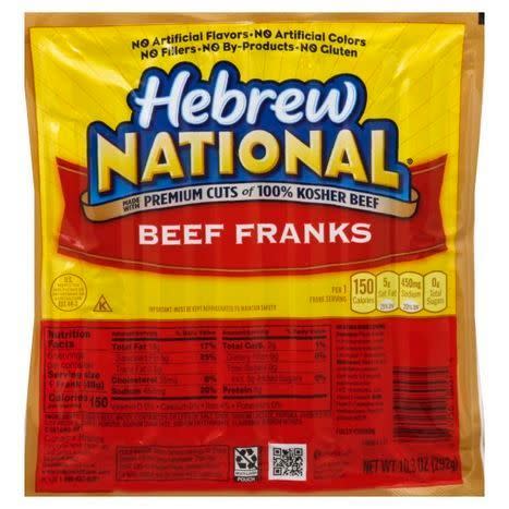 Hebrew National Beef Franks - 10.3 Ounces